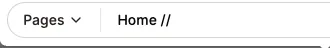 Redo editor page selector with the Pages menu and current Home page selected.